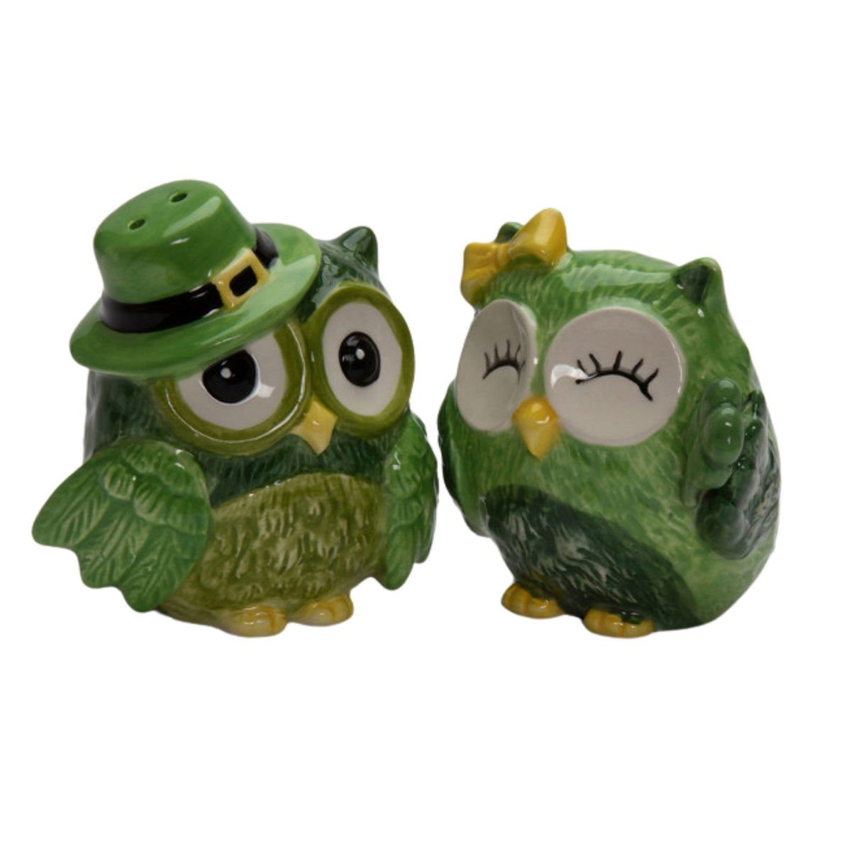 St Patricks Day Owl Irish Salt & Pepper Shaker Set