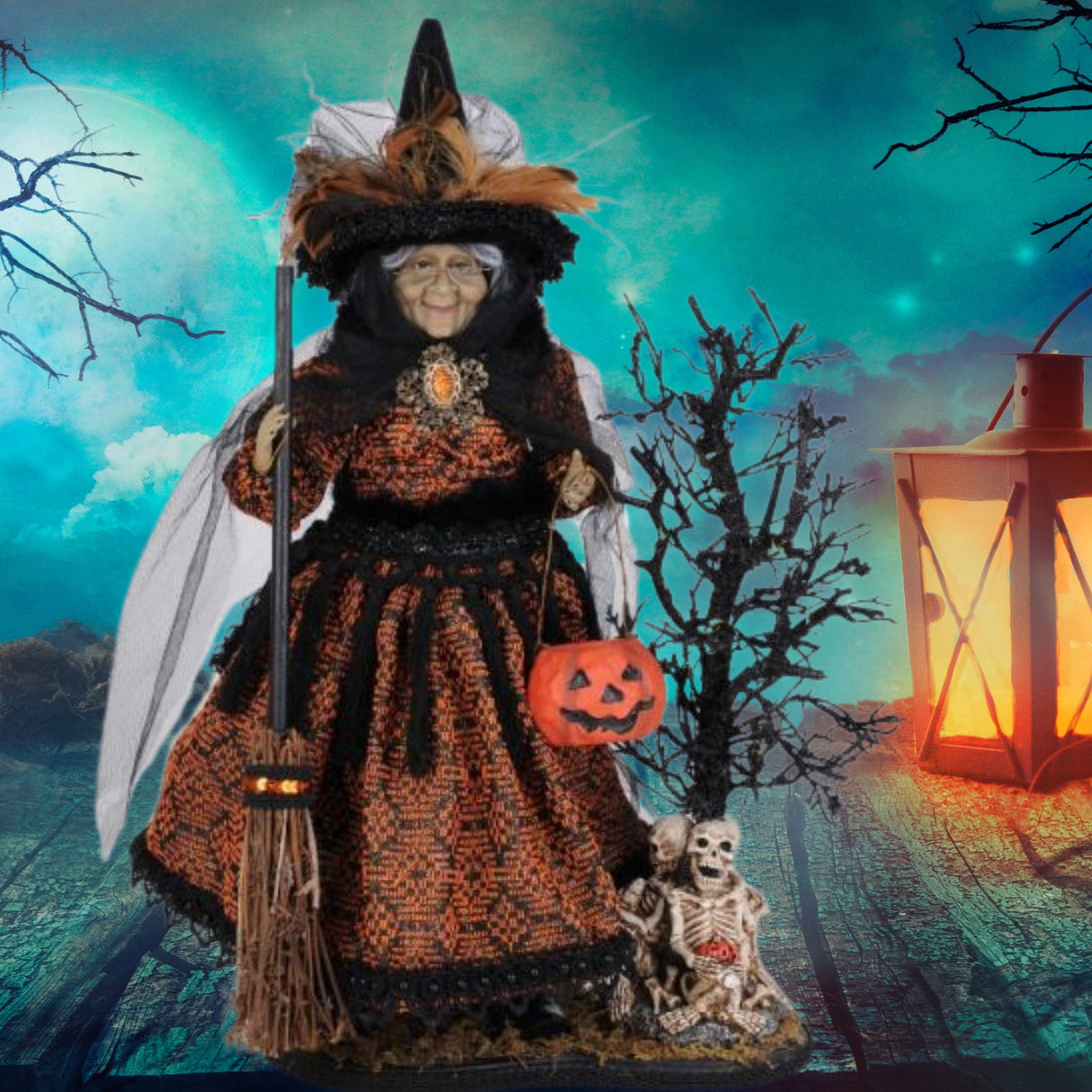 Karen Didion Haunted Trail Witch on Base Halloween Figurine 21 inch