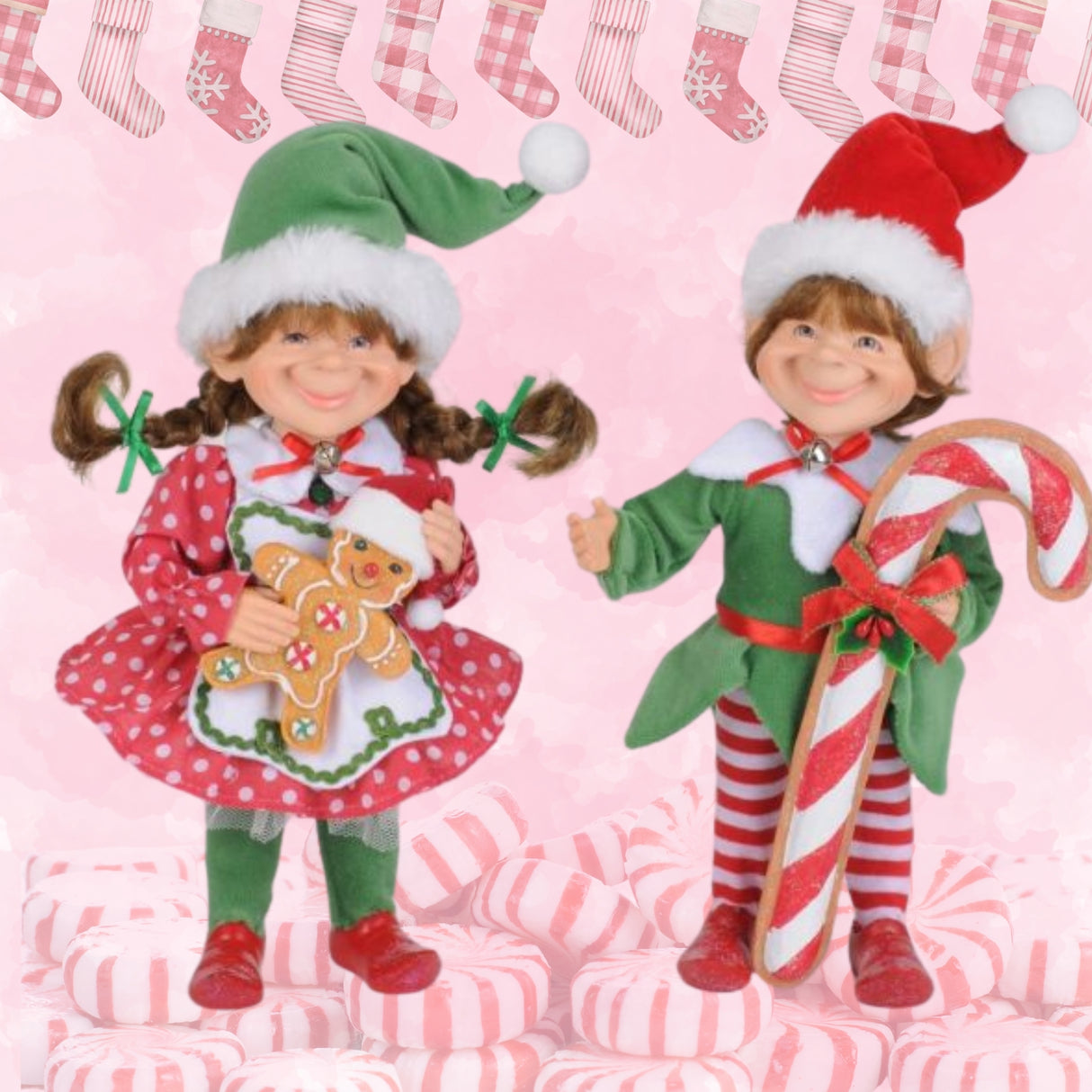 Karen Didion Red Polka Dot Candy Cane Elf Set