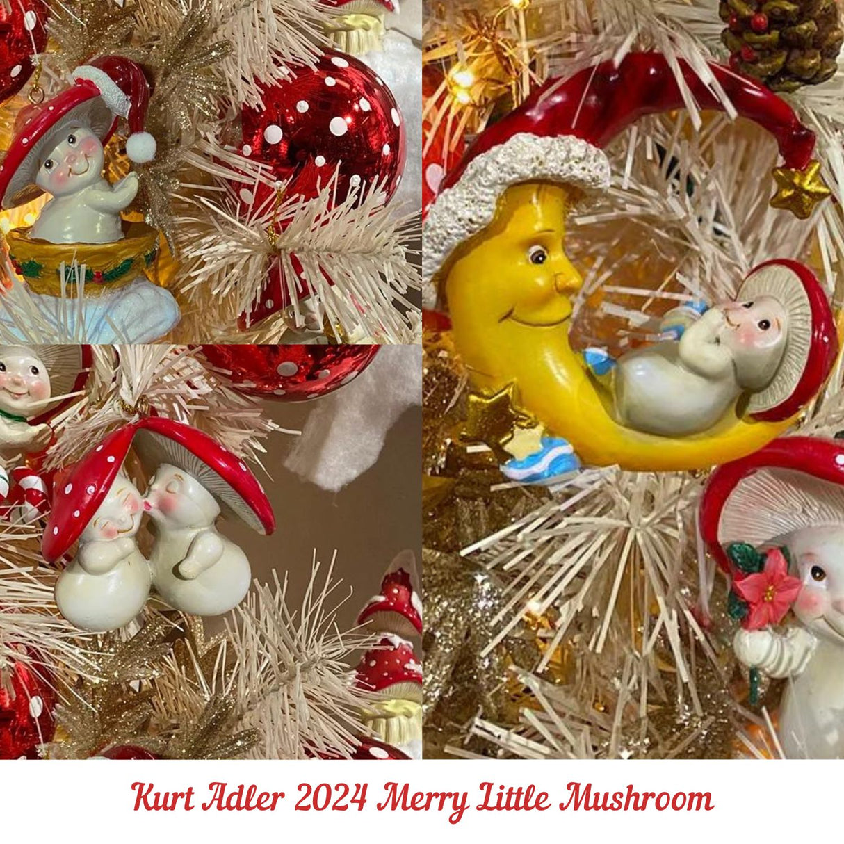 Merry Little Mushroom On Crescent Moon Baby Boy 1st Ornament