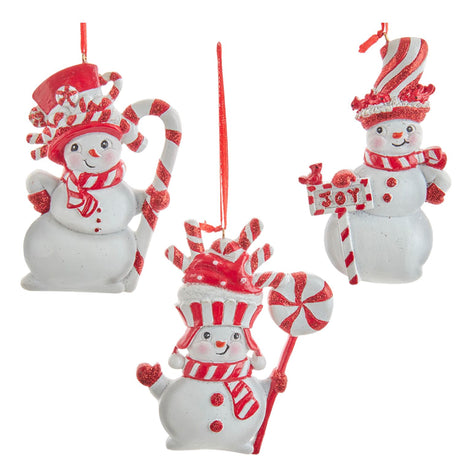 Peppermint Snowman Ornament Set of 3