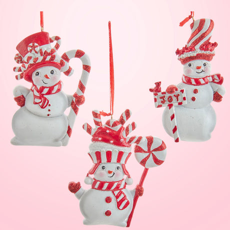 Peppermint Snowman Ornament Set of 3