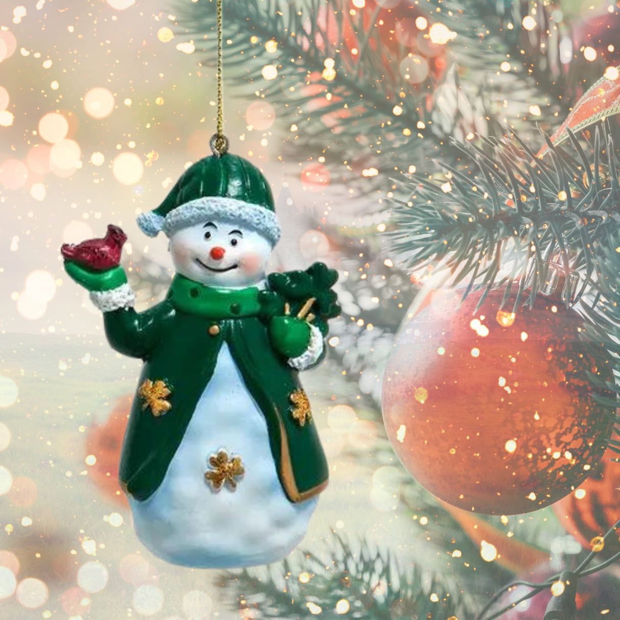 Irish Snowman Ornament- Cardinal