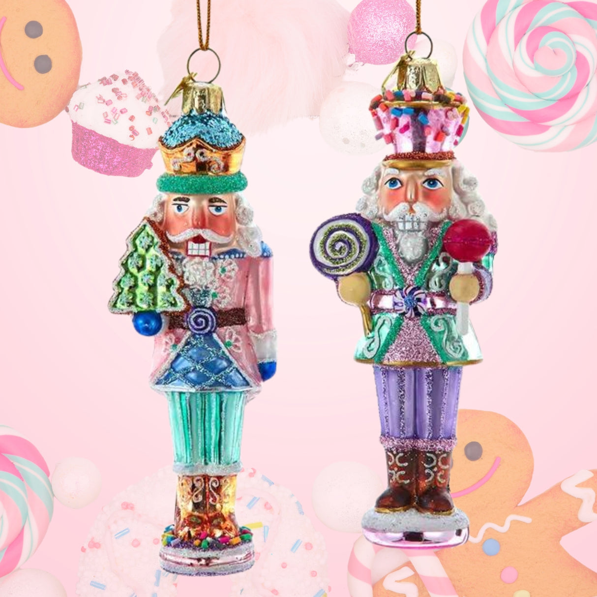 Noble Gems™ Nutcracker Cookie & Lollipop Ornaments Set of 2