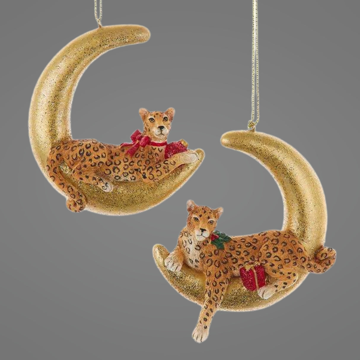 Leopard On Moon Ornaments Set of 2