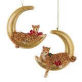 Leopard On Moon Ornaments Set of 2