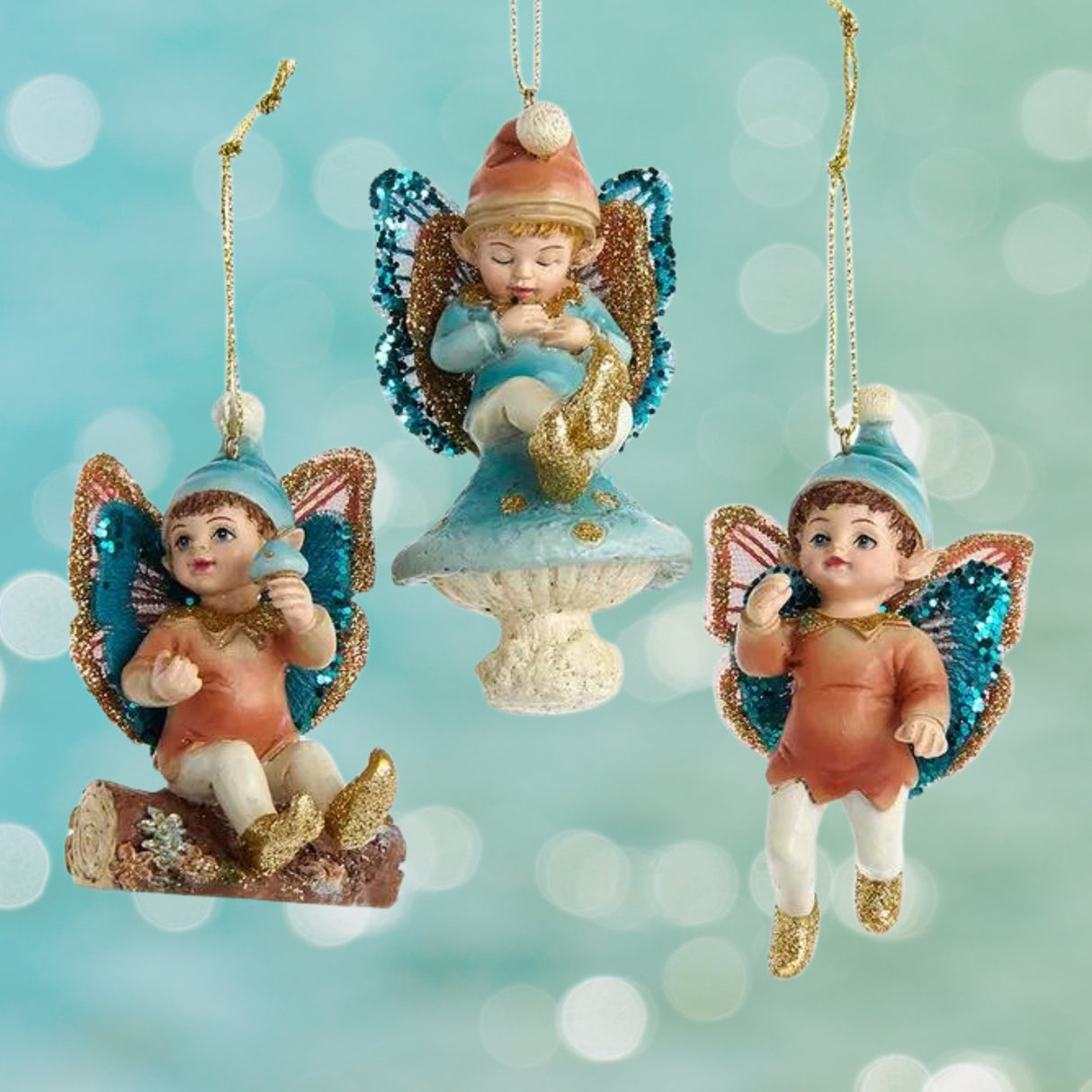 Magical Woods Enchanted Forest Little Boy Fairy Ornaments Se of 3