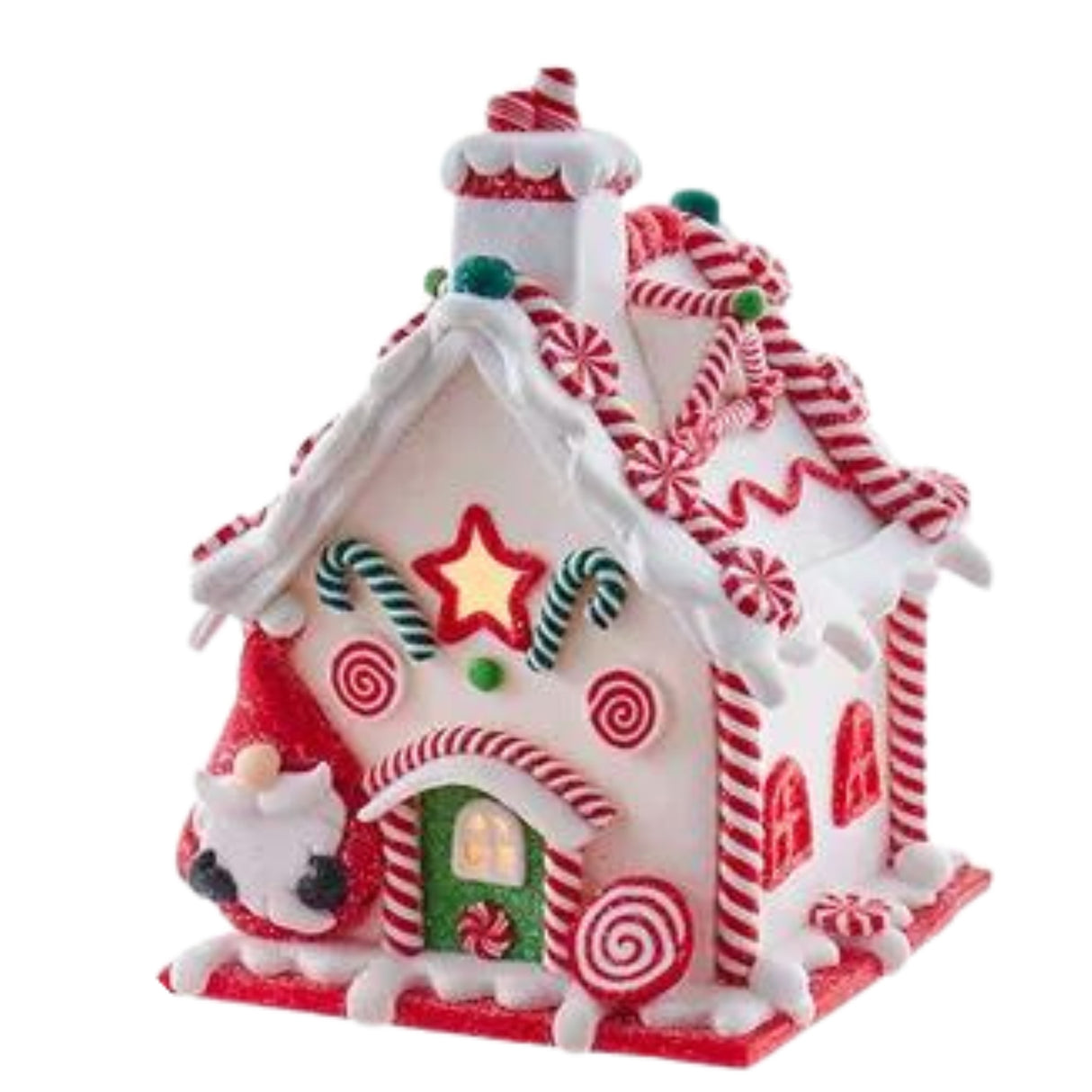 Battery Operated LED Gingerbread House With Santa Table Piece, 6 in