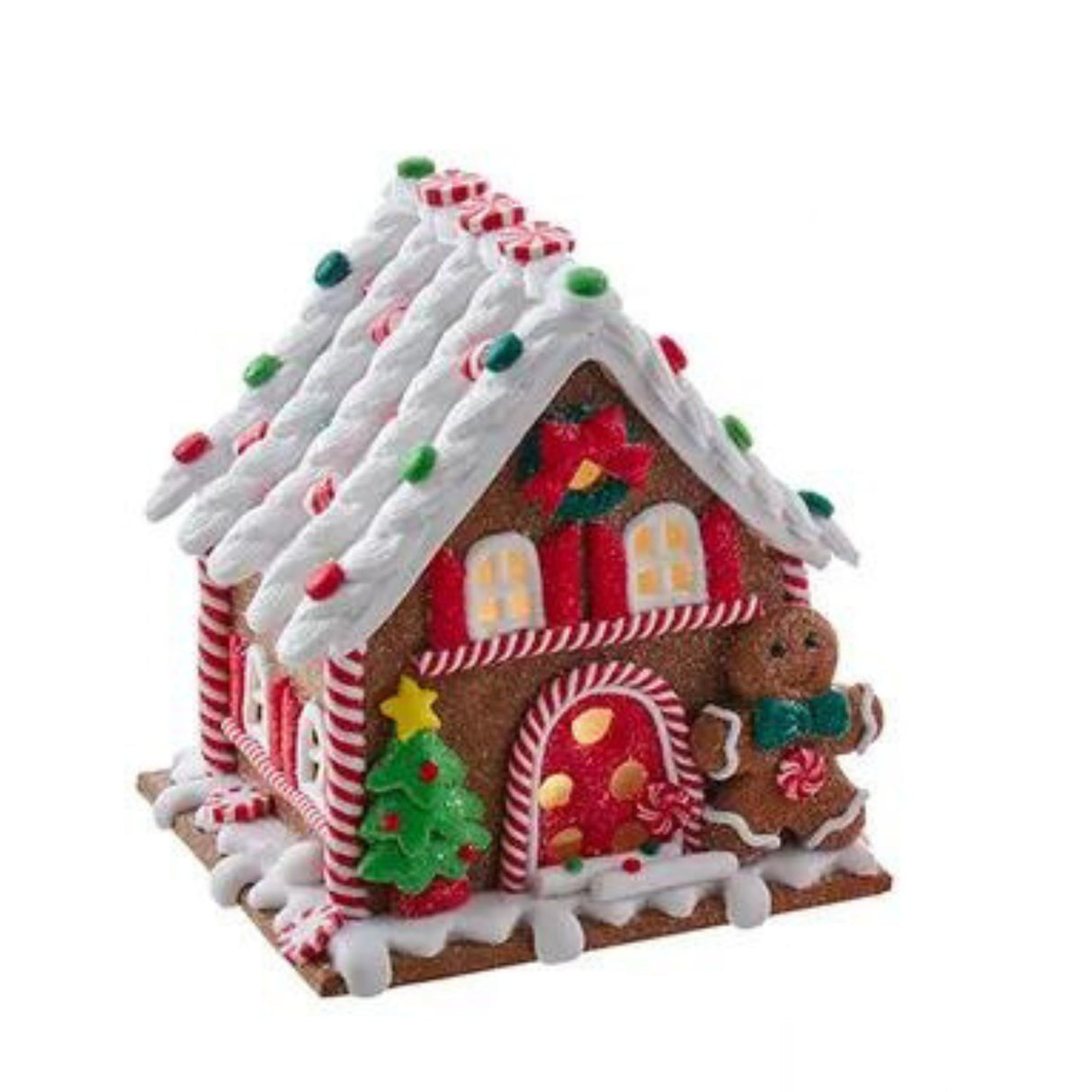 Battery Operated LED Gingerbread House With Gingerbread Table Piece, 6 in