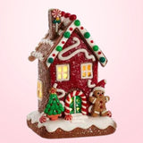 6" Tradional Gingerbread House with Gingerbread Man and Tree LED