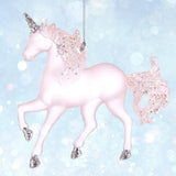 Matte Pink Unicorn With Glitter Ornament