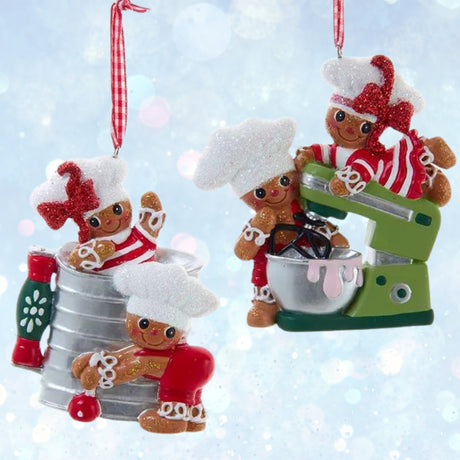 Gingerbread With Mixer and Sifter Ornaments, 2 Assorted