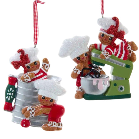 Gingerbread With Mixer and Sifter Ornaments, 2 Assorted