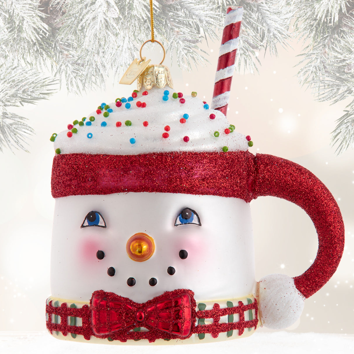 Noble Gems™ Glass Snowman Mug Ornament