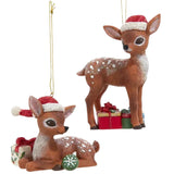 Nostalgic Deer With Christmas Presents Ornaments Set of 2