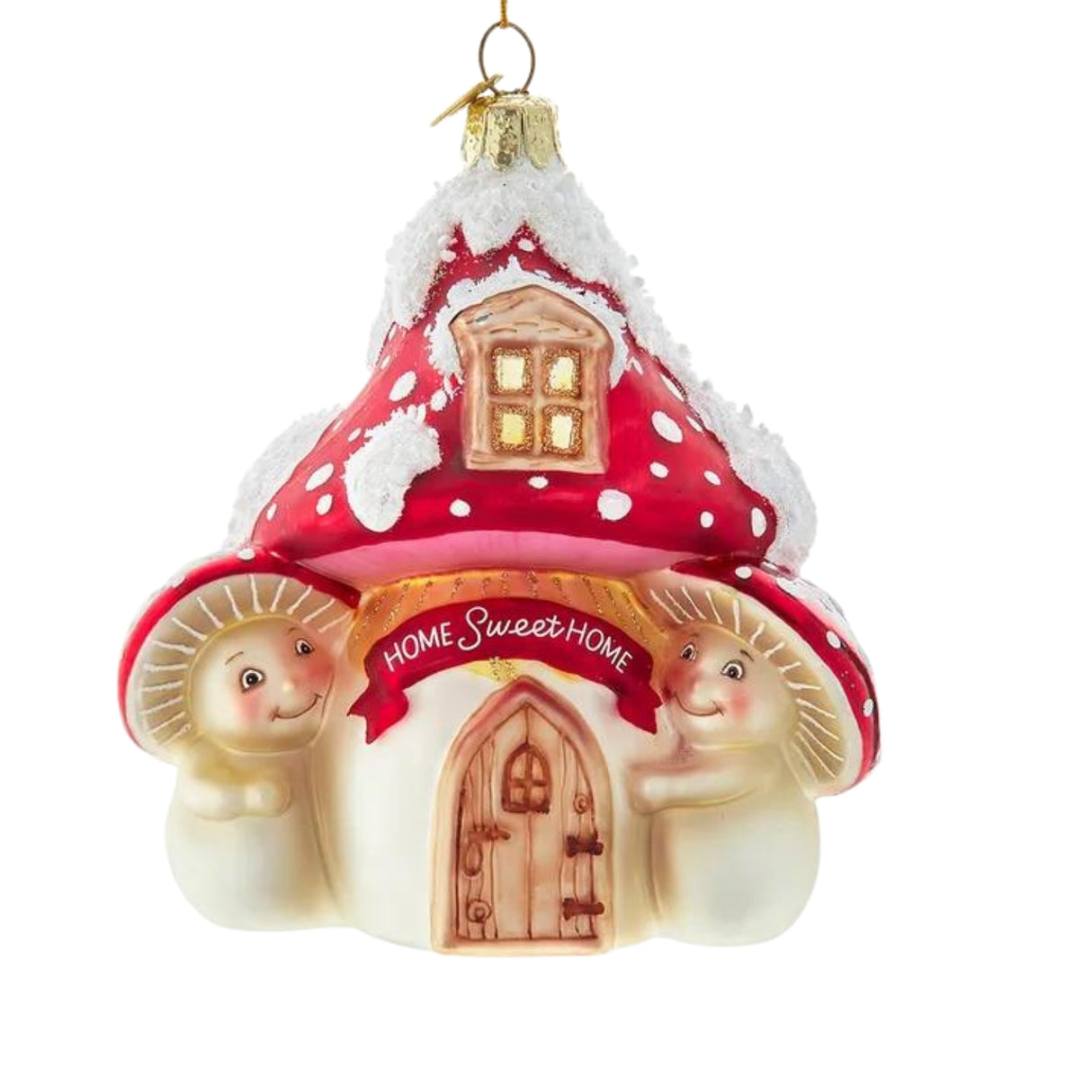 Merry Little Mushroom Glass Mushroom Guy With House Ornament