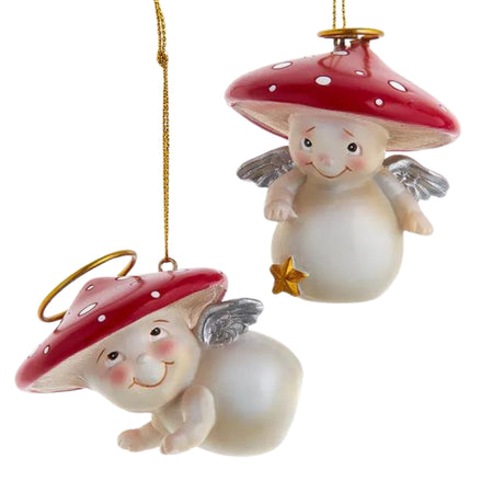 Merry Little Mushroom Angel Ornament Set of 2