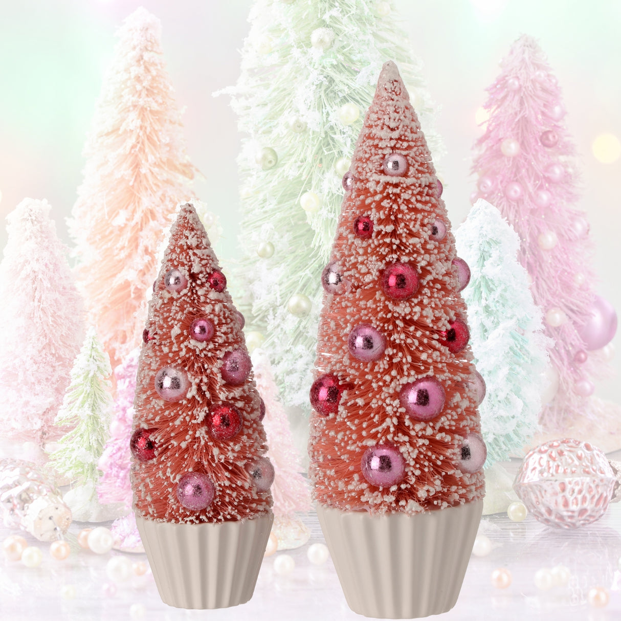 Soo Sweet Pink Sisal Trees in Cupcake Set of 2