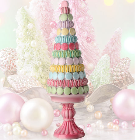 Pastel Macaroon Tree on Pedestal Faux Sugar Sprinkles 16"