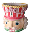 Resin Peppermint Striped Nutcracker Head Container Candy Dish 7.5 in