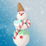 Peppermint Candy Cane Sprinkles Snowman Claydough Pastel Figurine