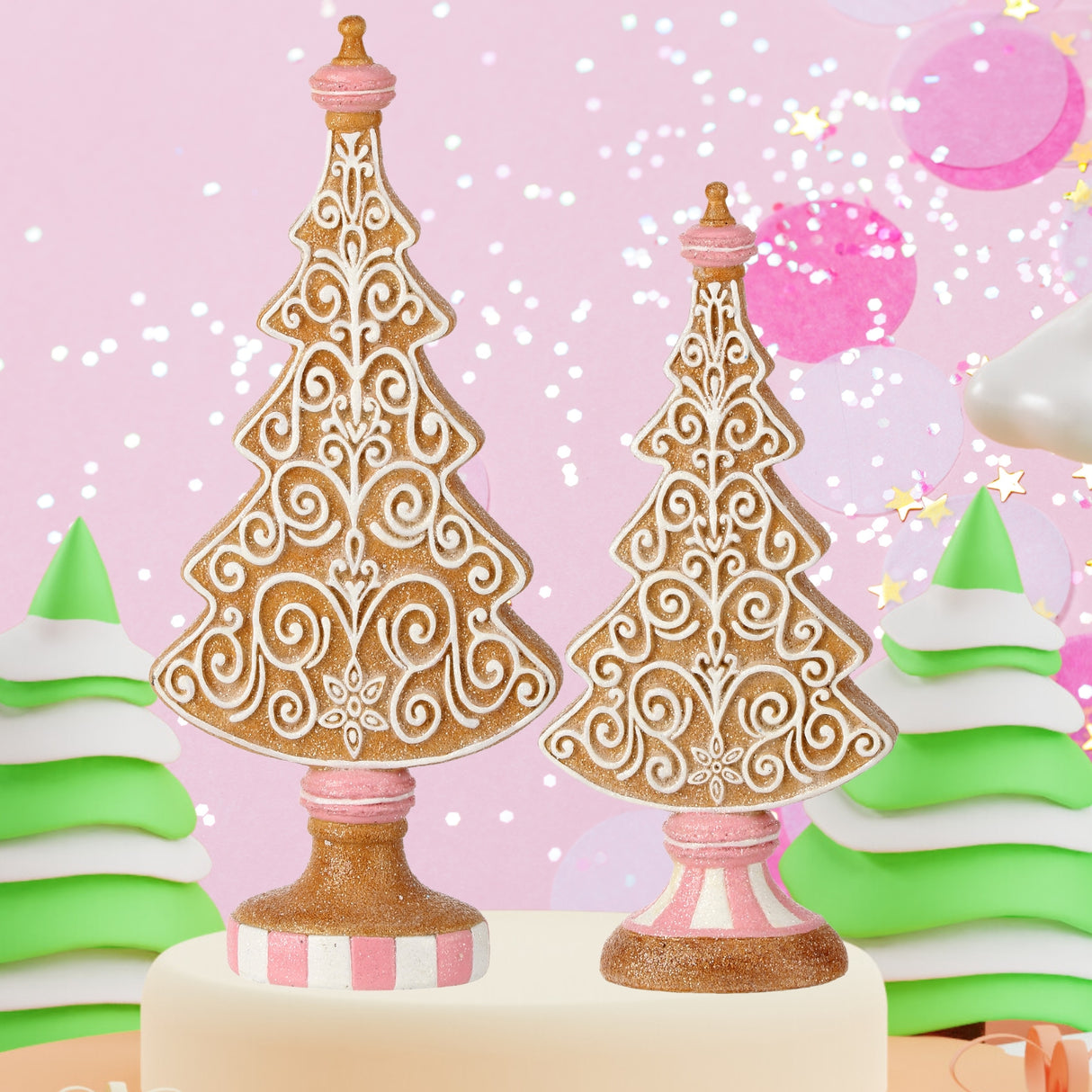 Resin Icing Gingerbread Tree Set