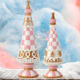 Harlequin Sweets Gingerbread Pink Checked Pastel Tree Set of 2