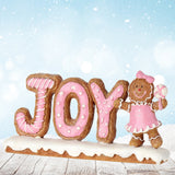 6" Gingerbread JOY Candy Christmas Table Centerpiece Sign