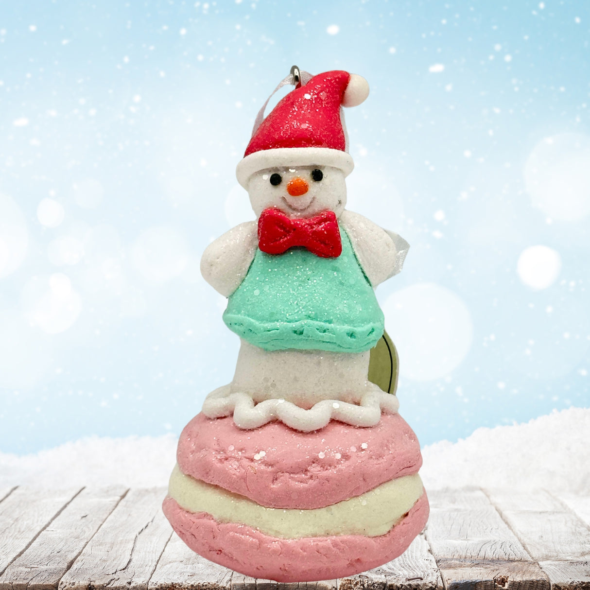 Regency International 3.5 in Macaroon Snowman Claydough Ornament