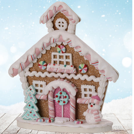 8" Claydough Flat Candy Snowman Gingerbread House