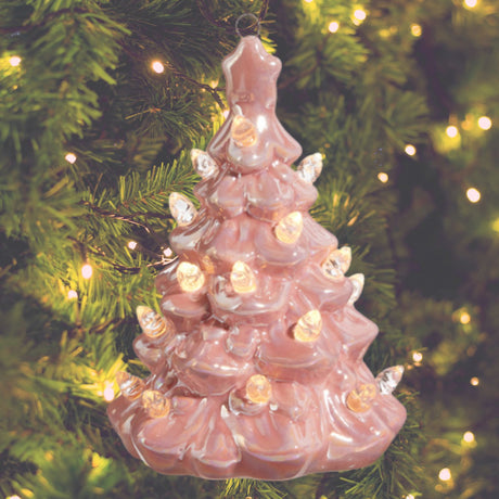 Raz 5" Lighted Pink Vintage Tree Ornament