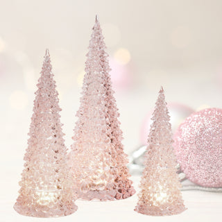 Raz 15.5" Set of 3 Lighted Pink Christmas Trees 4416231-R39