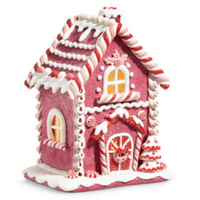 Raz 9" Pink Gingerbread House Christmas