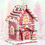 Raz 9" Pink Gingerbread House Christmas