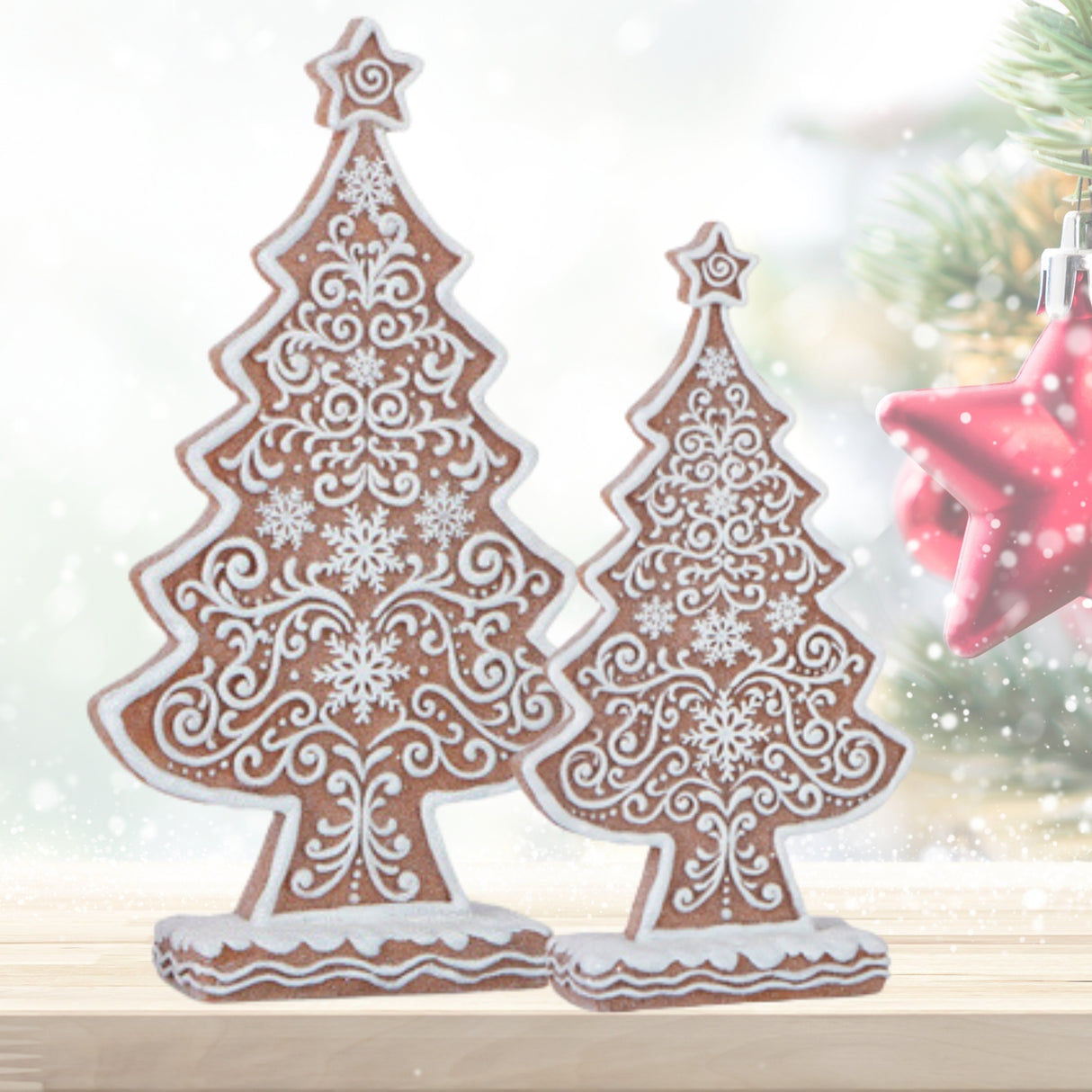 Raz 13" Frosted Gingerbread Trees 2024 Gingerbread Lane