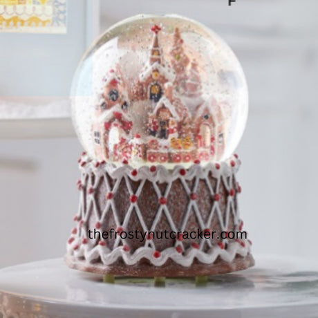 Raz Holiday Waterglobe 7" Gingerbread Town Lighted Swirling Glitter Water