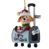 Puppy Dog Traveling Christmas Ornament I love my Ruff Life