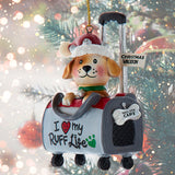 Puppy Dog Traveling Christmas Ornament I love my Ruff Life