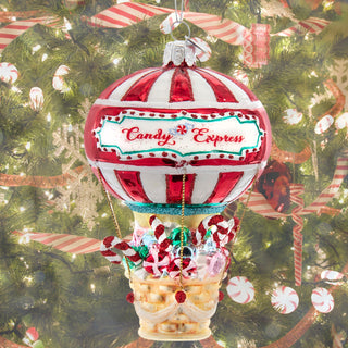Noble Gems™ Peppermint Candy Hot Air Balloon Glass Ornament NBX0017