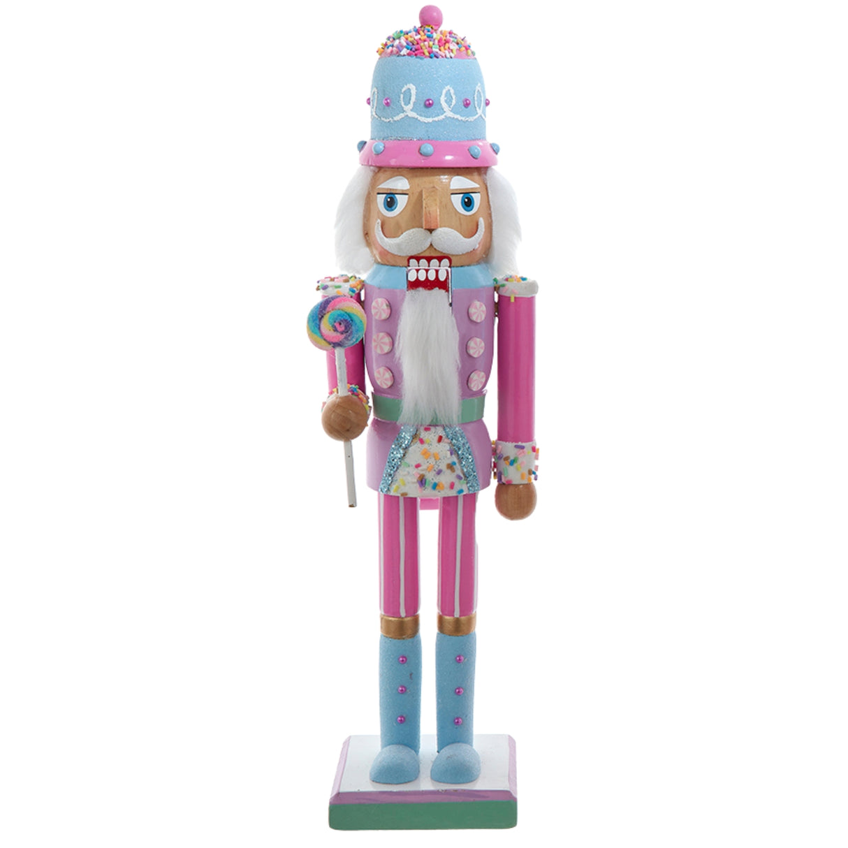 Kurt Adler 15" Wooden Candy Color Nutcracker King Figurine Blue Cake Hat