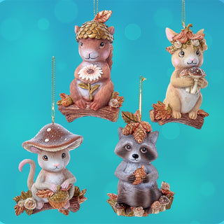 Magical Woods 3.7" Brown & Copper Forest Animal Ornaments