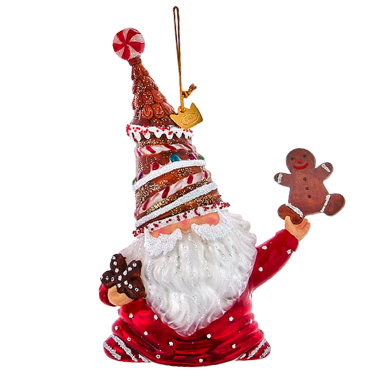 Kurt Adler 5.5" Noble Gems™ Glass Gnome Gingerbread Ornament