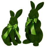 Raz Easter 15" Green Moss Rabbit Set with Bows 4520812