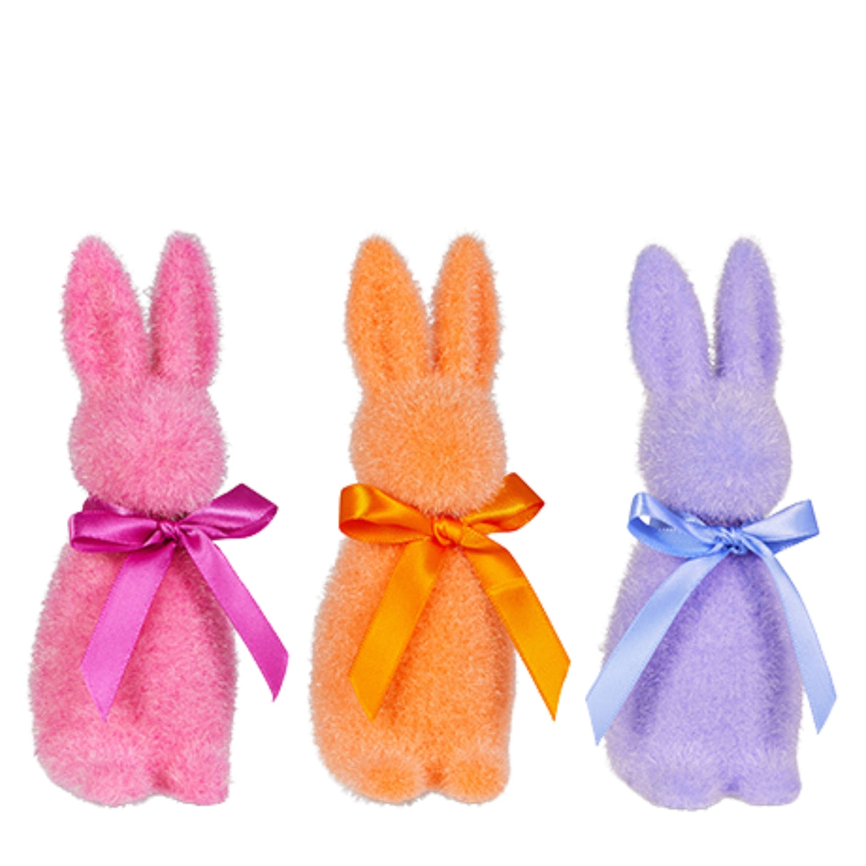 Raz Easter 6" Sherbert Flocked Bunnies Set 4540716