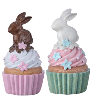 5.5" Chocolate Easter Bunny Cupcake Figurine MT26063/64