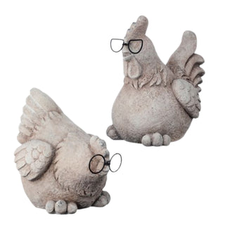 Regency 4.5-5.5"Resin Chicken With Metal Glasses Set MT26098