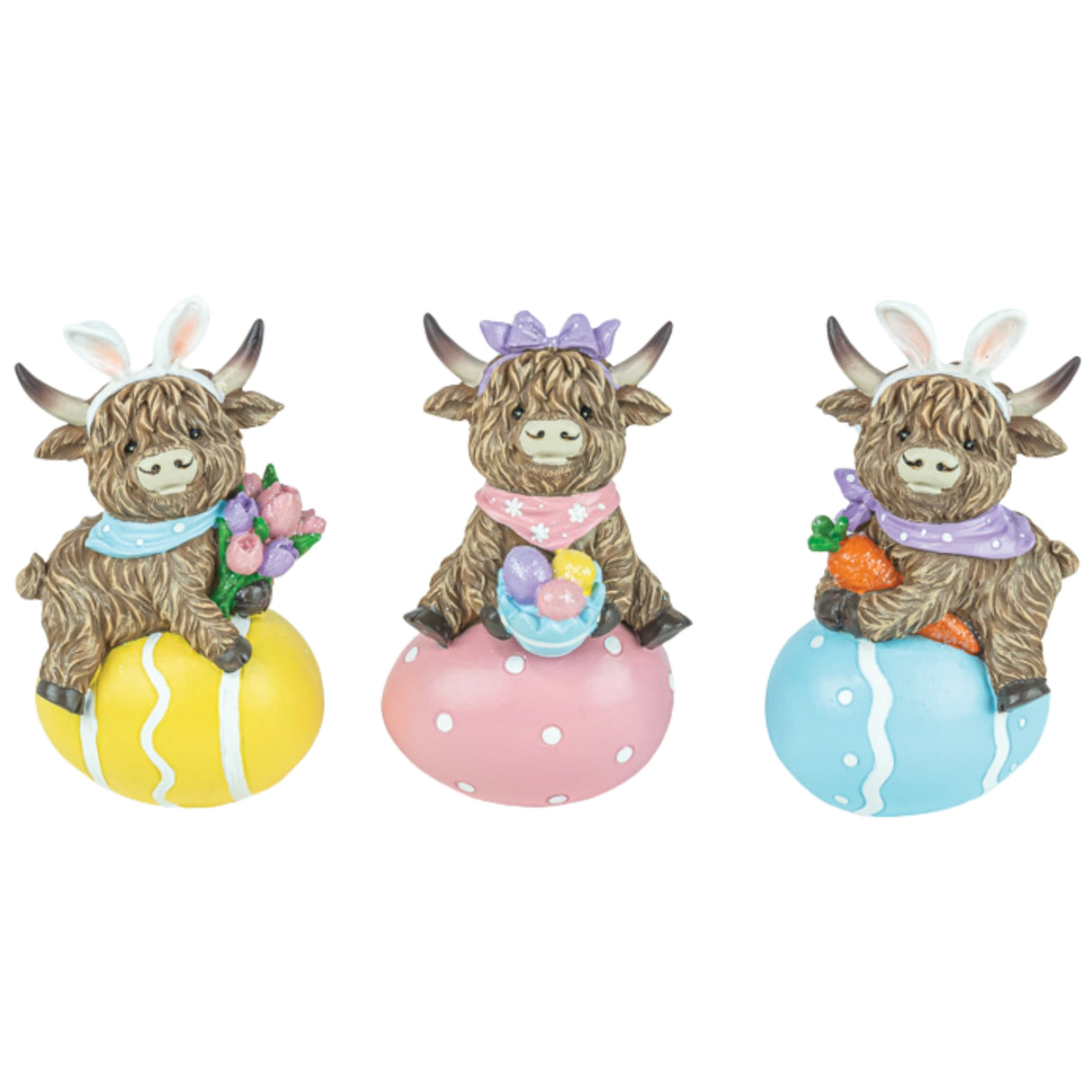 Hanna's Handiworks 5.5 Easter Bunny Ears Highland Cow on Egg 65476