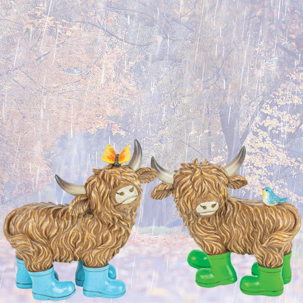 Hanna's Handiworks Highland Cows w/ Rainboots Spring 65481