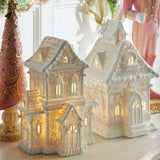 PRE-ORDER Raz 12" Lighted White House with Pearls 4510446