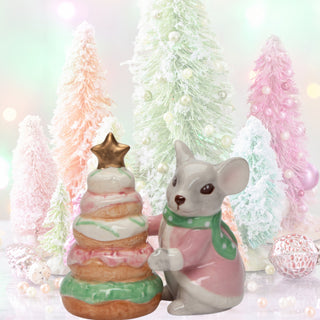 Cosmos Pastel X'mas Mouse & Donut Tree Salt And Pepper Shaker Set